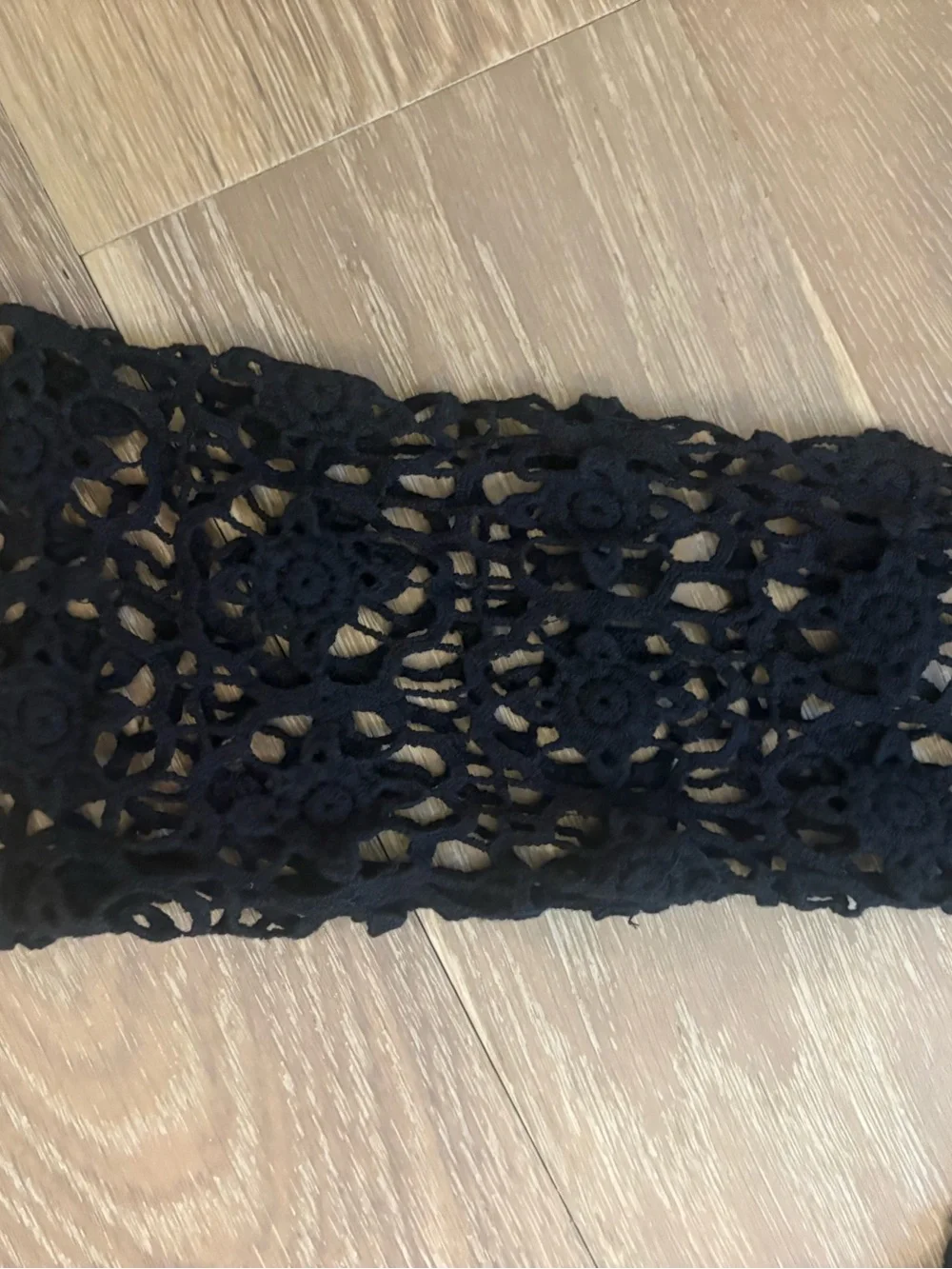 Black Crochet Knit Tunic Top or Swimsuit Coverup - Picture 5 of 6